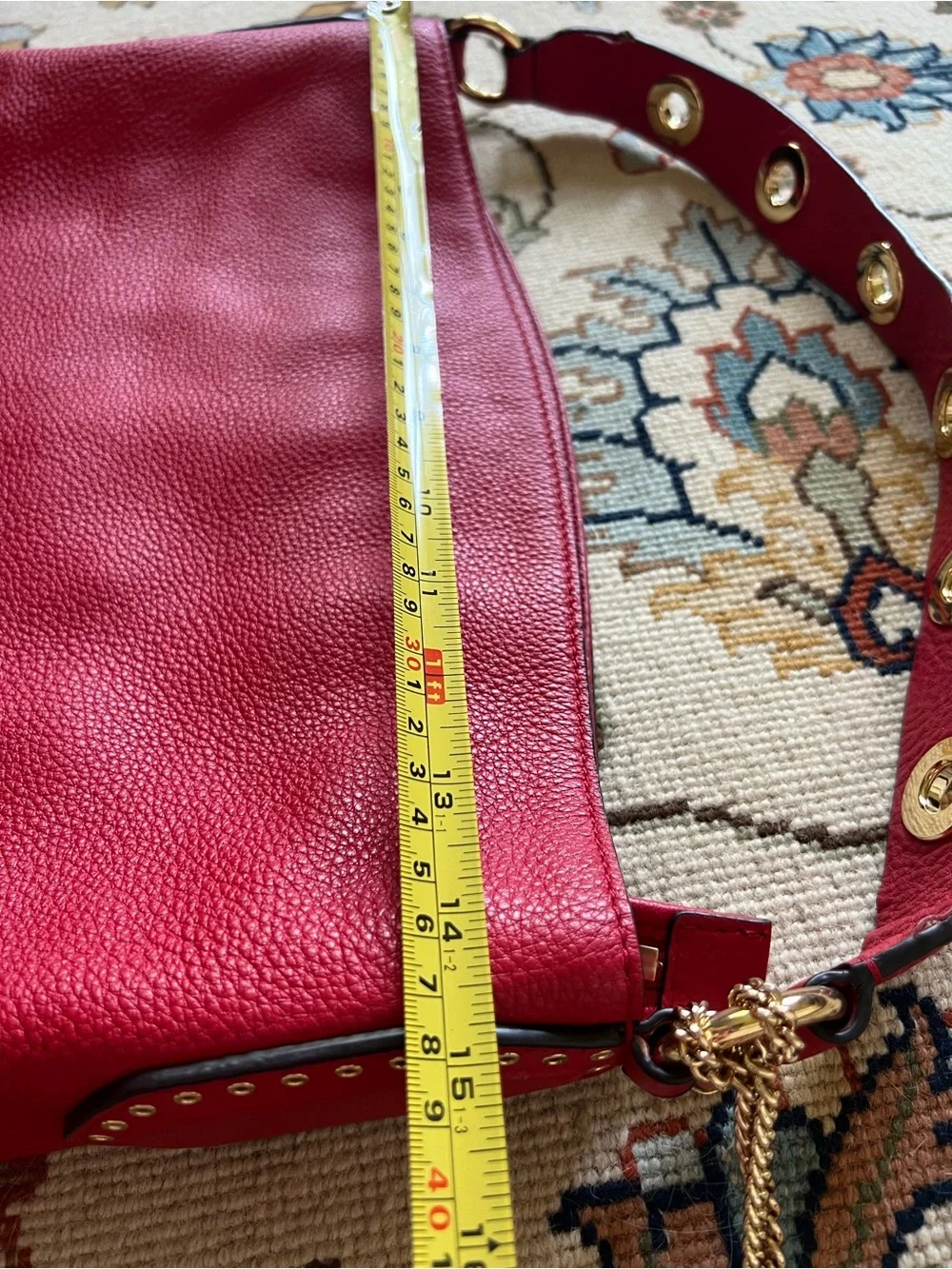 Michael Kors Red Pebbled Leather Hobo with Tassel